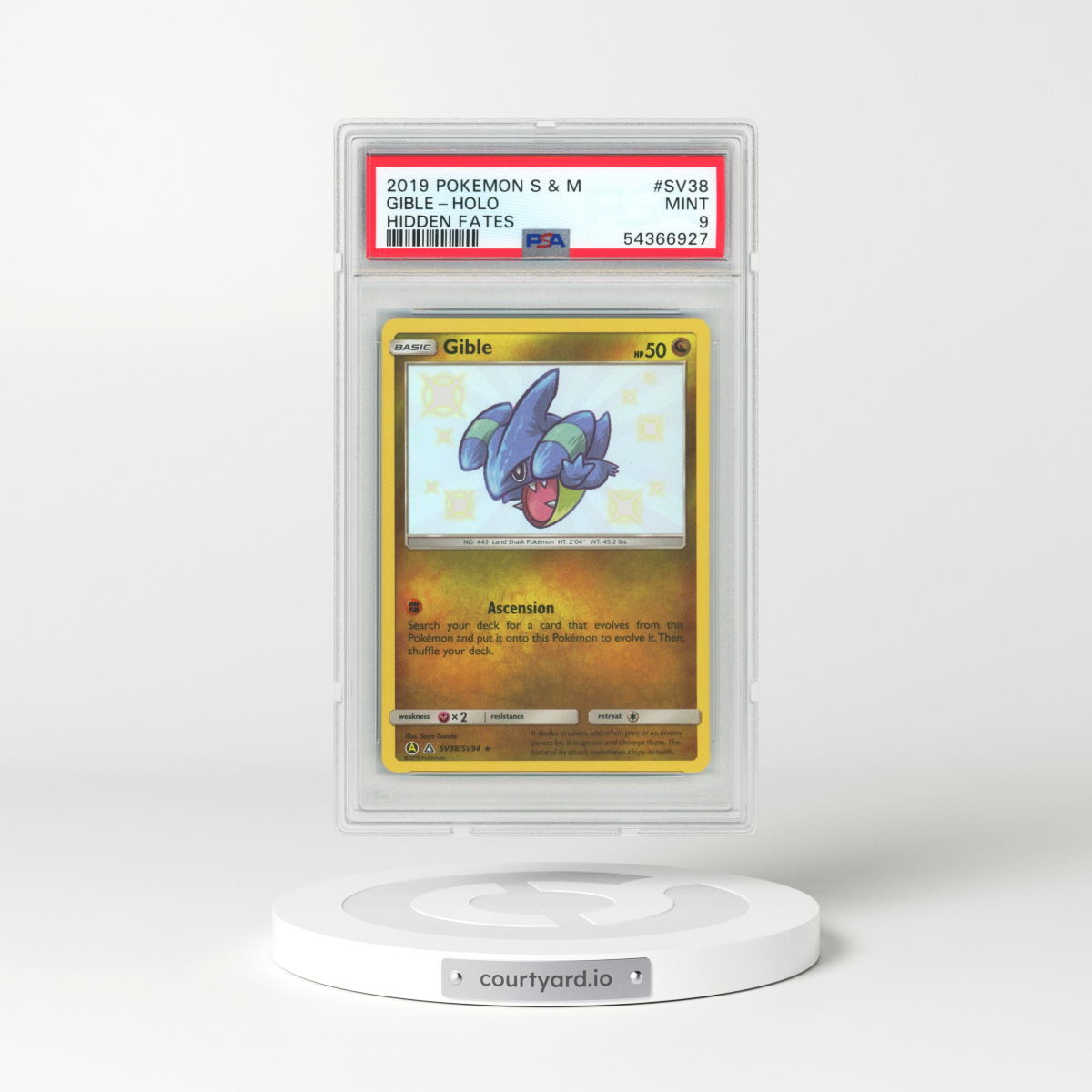 2019 Pokémon Sun & Moon Hidden Fates #SV38 Gible - Holo (PSA 9 MINT)