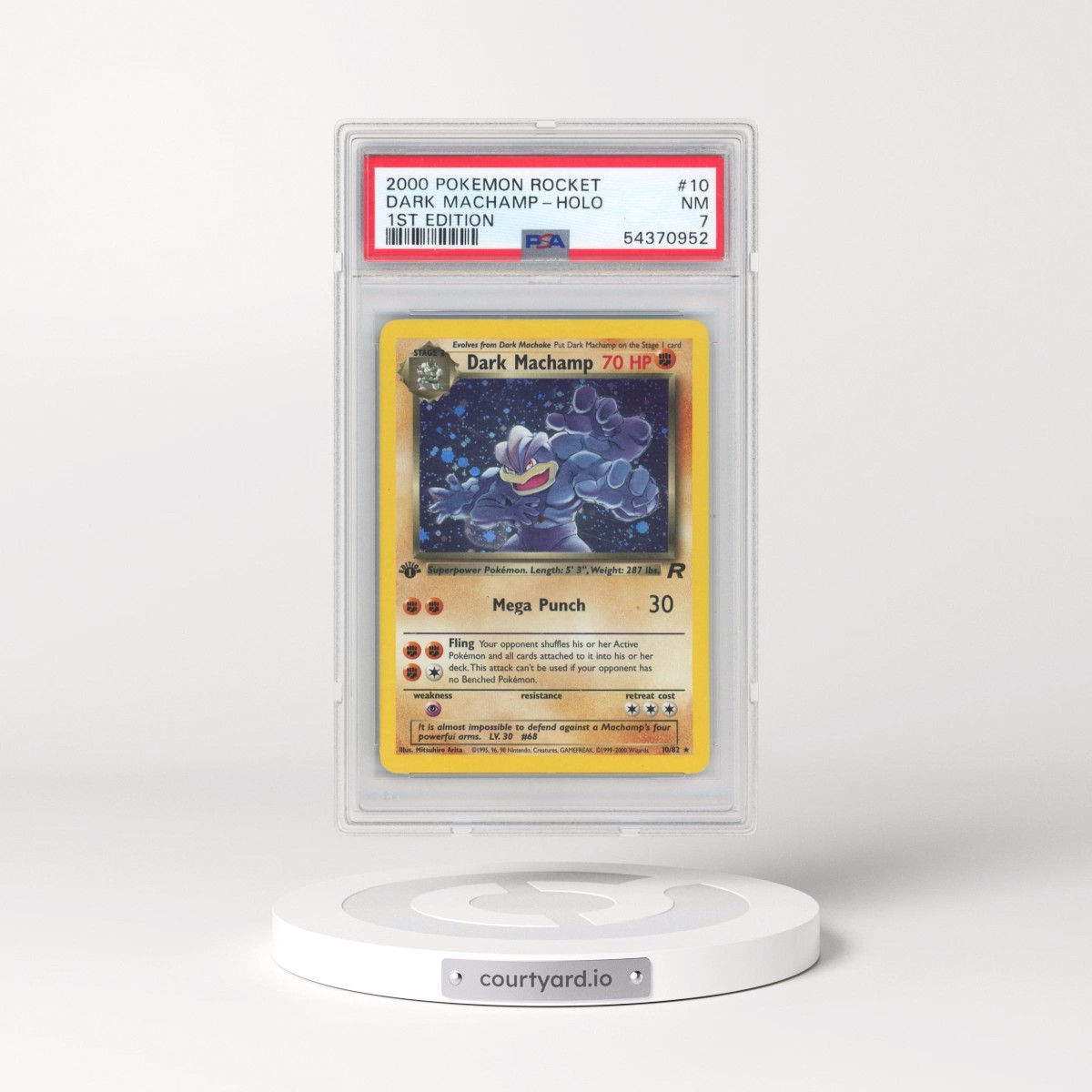 2000 Pokémon Rocket #10 Dark Machamp - 1st Edition Holo (PSA 7 NM)