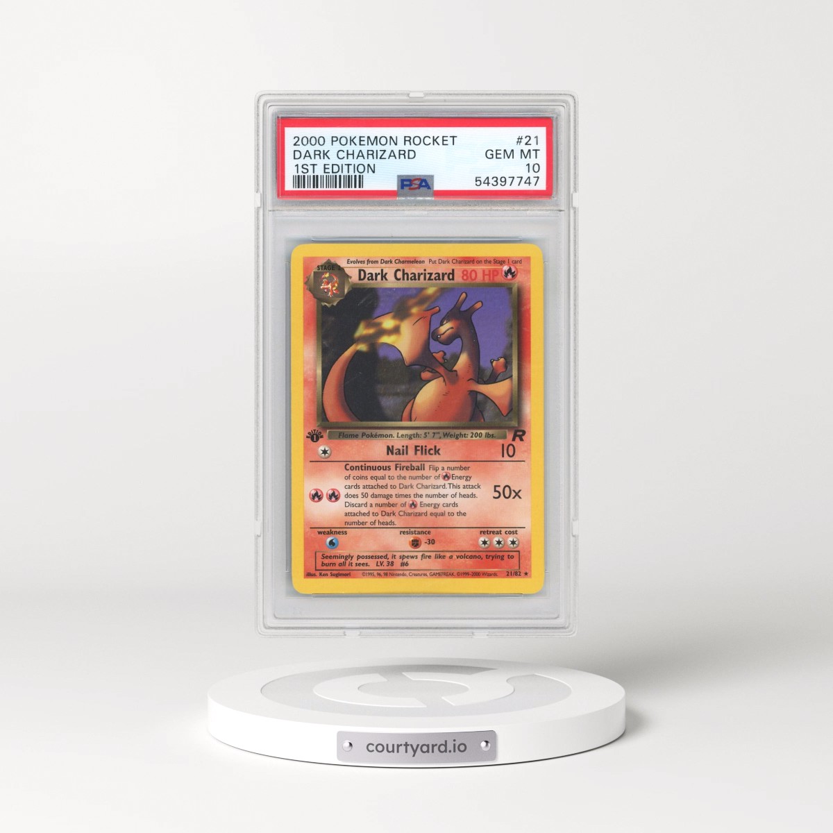 2000 Pokémon Rocket #21 Dark Charizard - 1st Edition (PSA 10 GEM MINT)