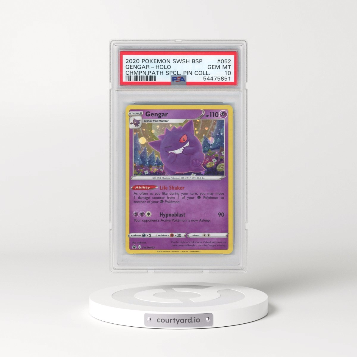 2020 Pokémon Swsh Black Star Promo #052 Gengar - Holo Champion's Path Special Pin Collection (PSA 10 GEM MINT)