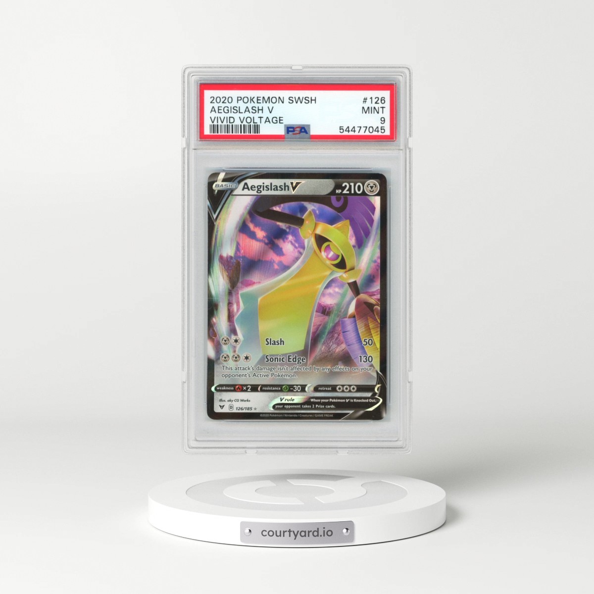 2020 Pokémon Sword & Shield Vivid Voltage #126 Aegislash V - Holo (PSA 9 MINT)