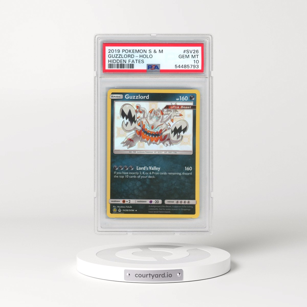 2019 Pokémon Sun & Moon Hidden Fates #SV26 Guzzlord - Holo (PSA 10 GEM MINT)