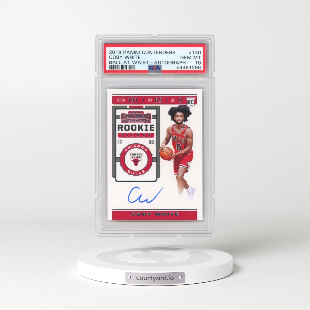 2019 Panini Contenders #140 Coby White - Ball at Waist-Autograph (PSA 10 GEM MINT)