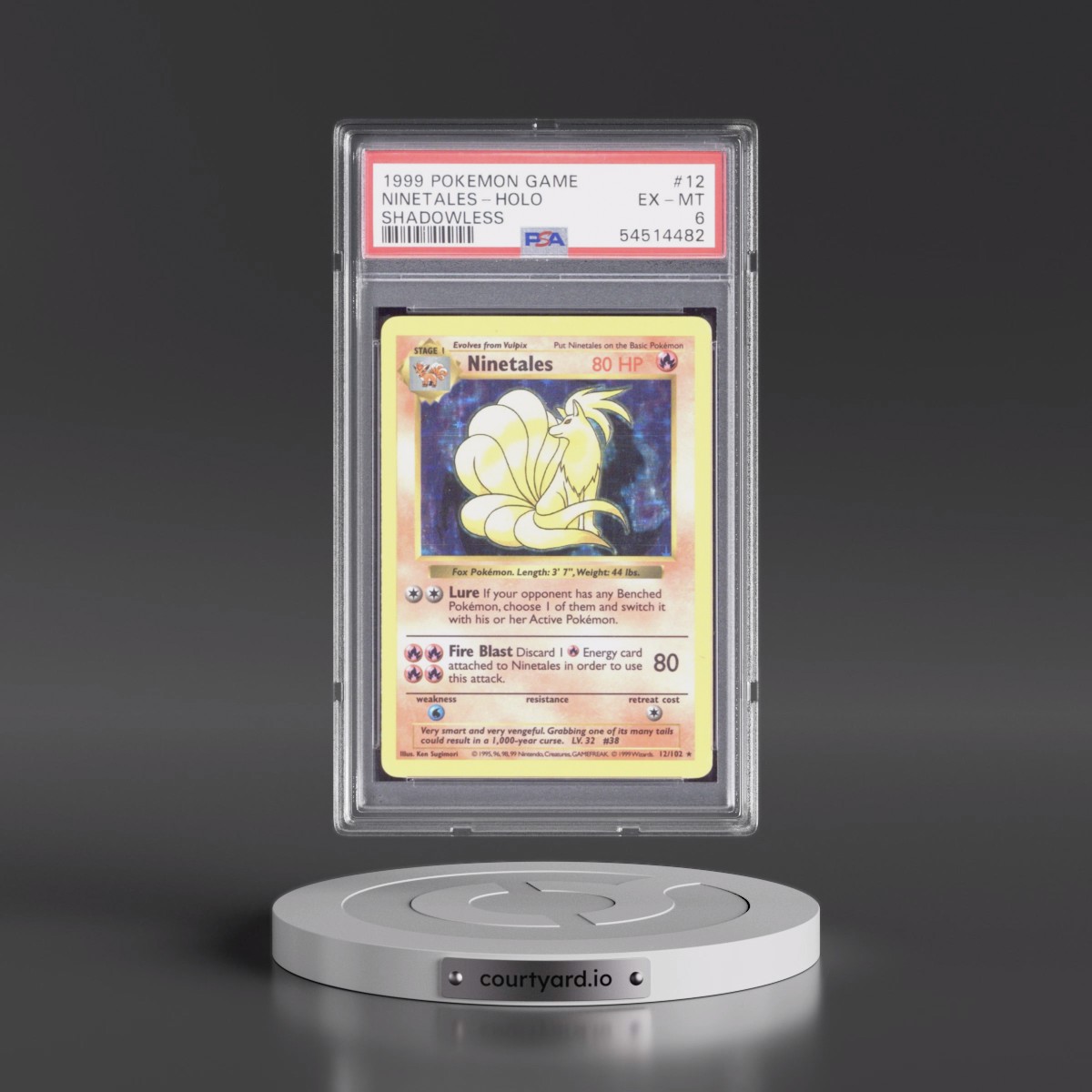 1999 Pokémon Game #12 Ninetales - Holo Shadowless (PSA 6 EX-MT)