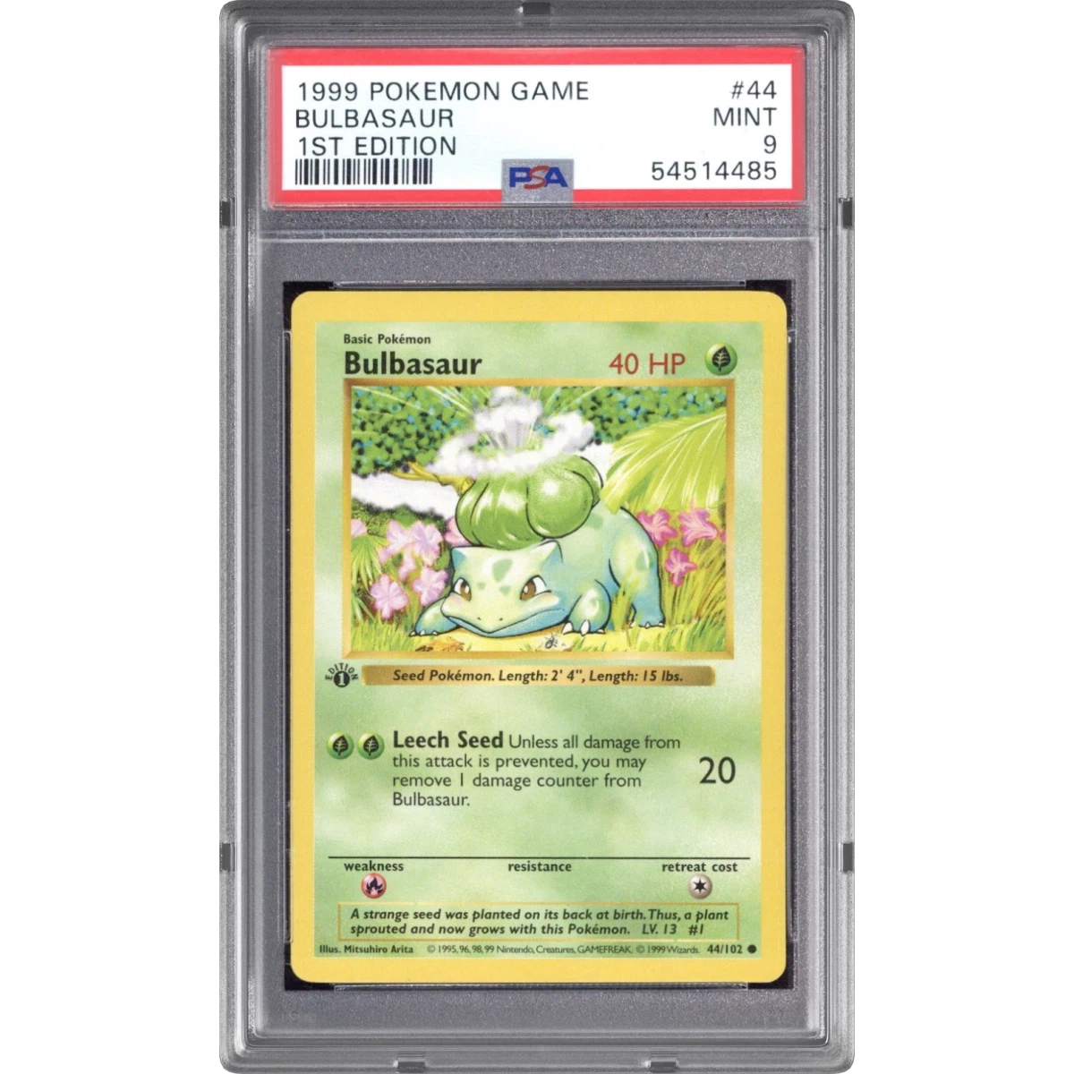 1999 Pokémon Game #44 Bulbasaur - 1st Edition (PSA 9 MINT)