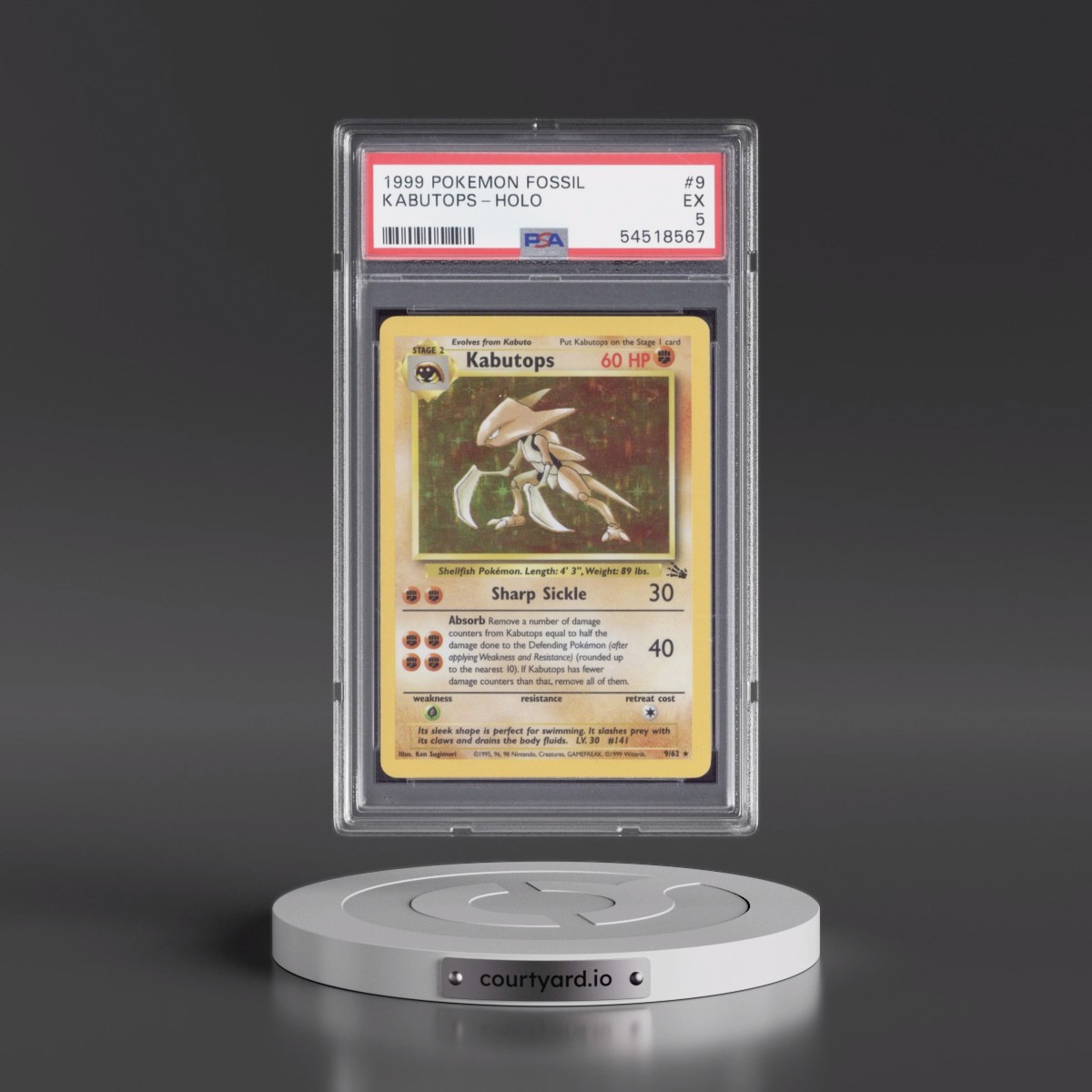 1999 Pokémon Fossil #9 Kabutops - Holo (PSA 5 EX)