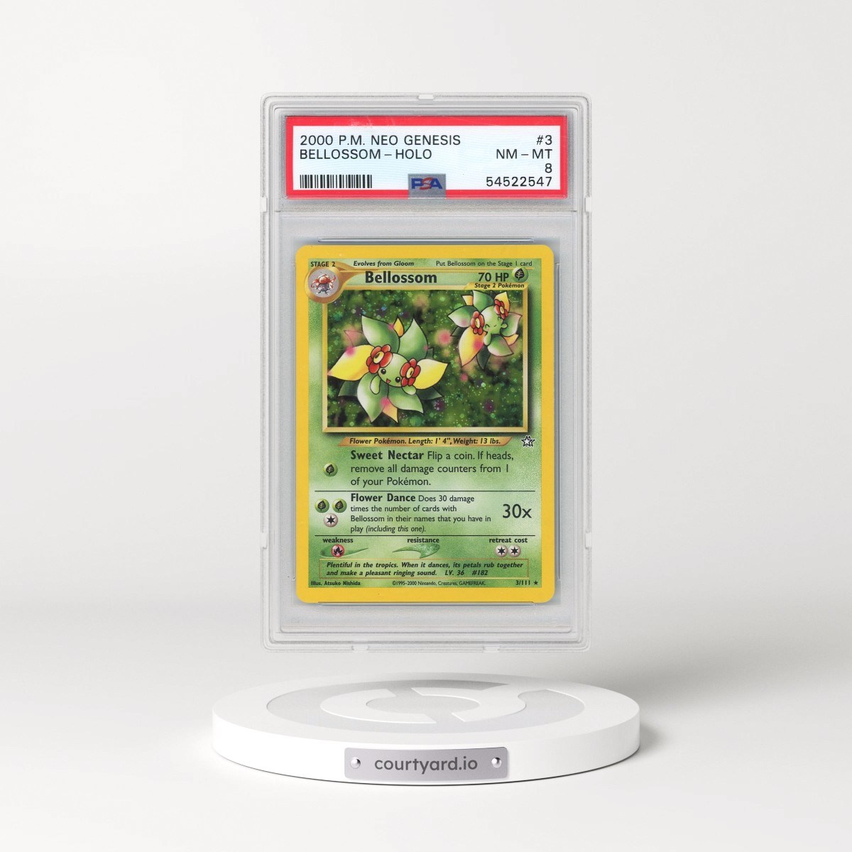 2000 Pokémon Neo Genesis #3 Bellossom - Holo (PSA 8 NM-MT)