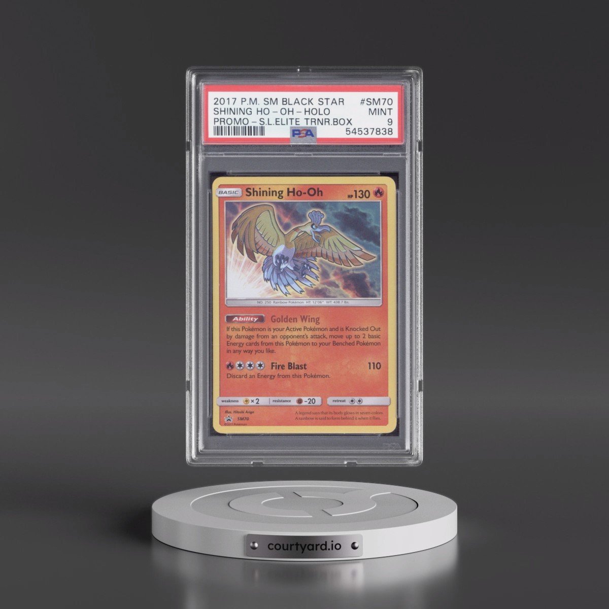 2017 Pokémon SM Black Star Promo #SM70 Shining HO-Oh - Holo Holo Shining Legends Elite Trainer Box (PSA 9 MINT)