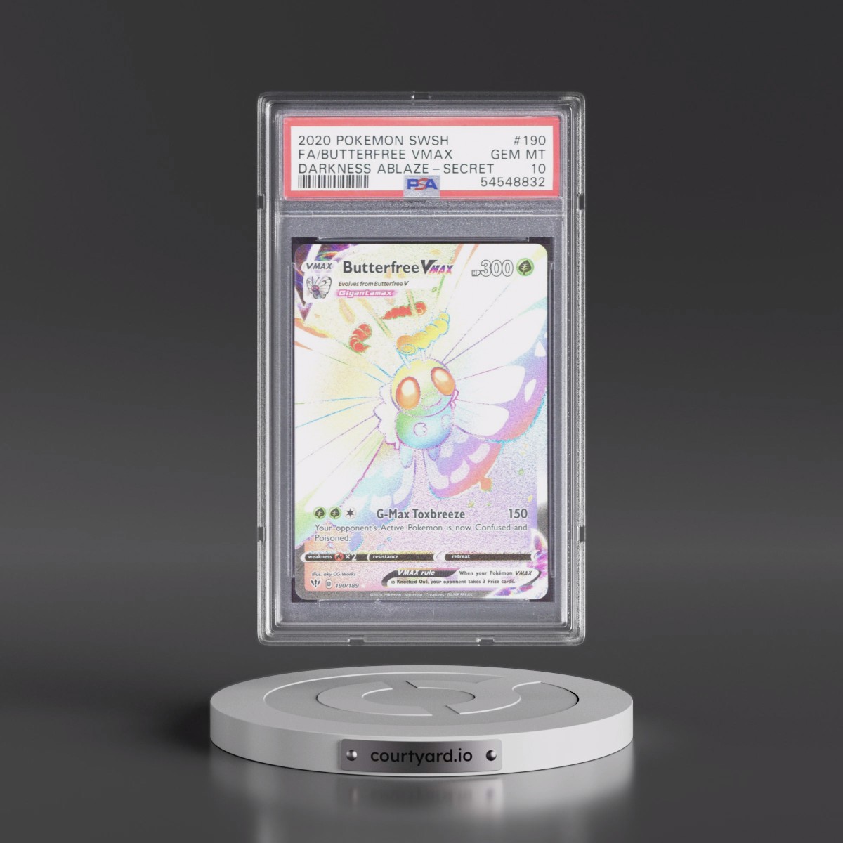 2020 Pokémon Sword & Shield Darkness Ablaze #190 Butterfree Vmax - Full Art Secret (PSA 10 GEM MINT)
