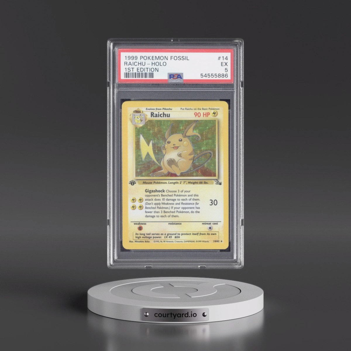 1999 Pokémon Fossil #14 Raichu - 1st Edition Holo (PSA 5 EX)