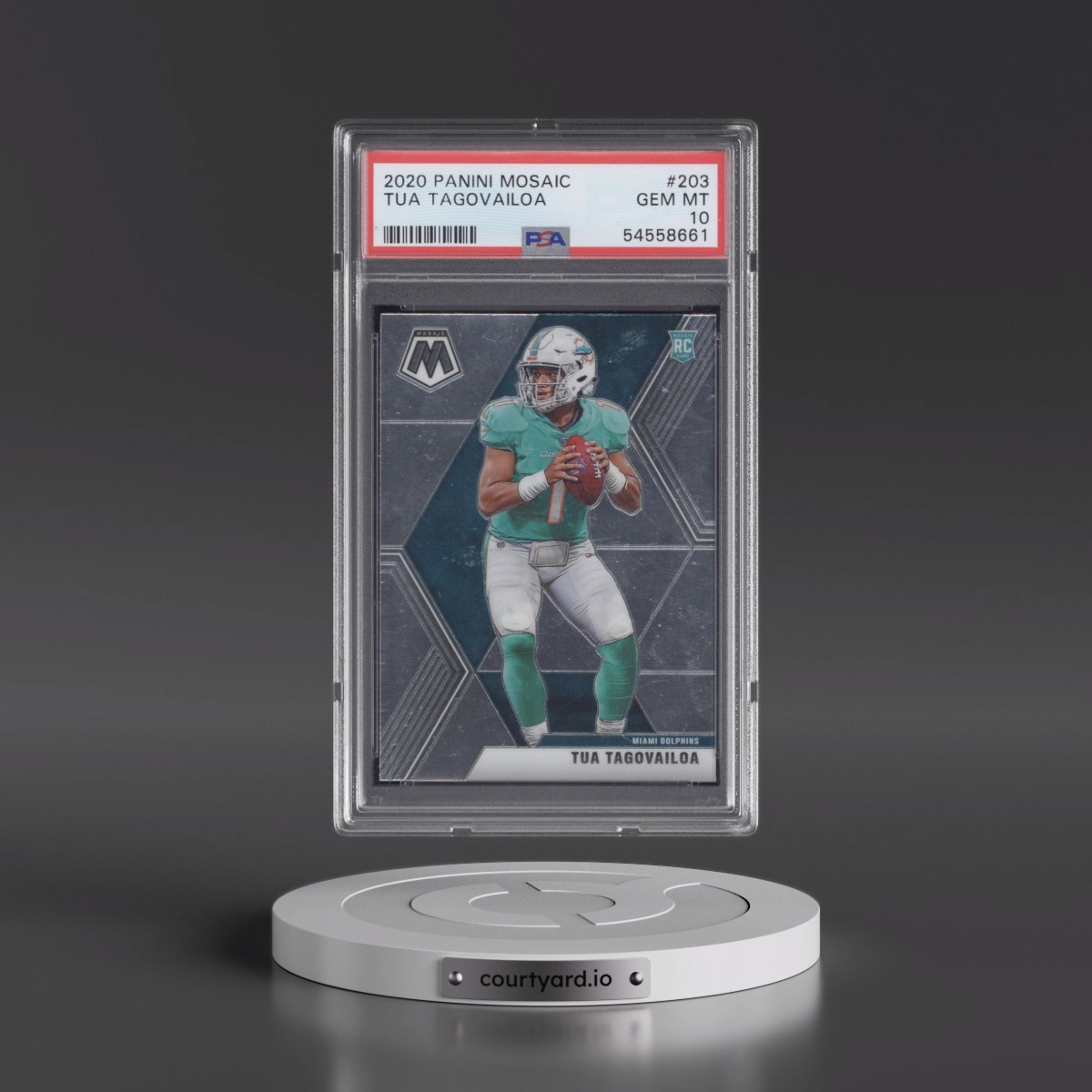 2020 Panini Mosaic #203 Tua Tagovailoa (PSA 10 GEM MINT)