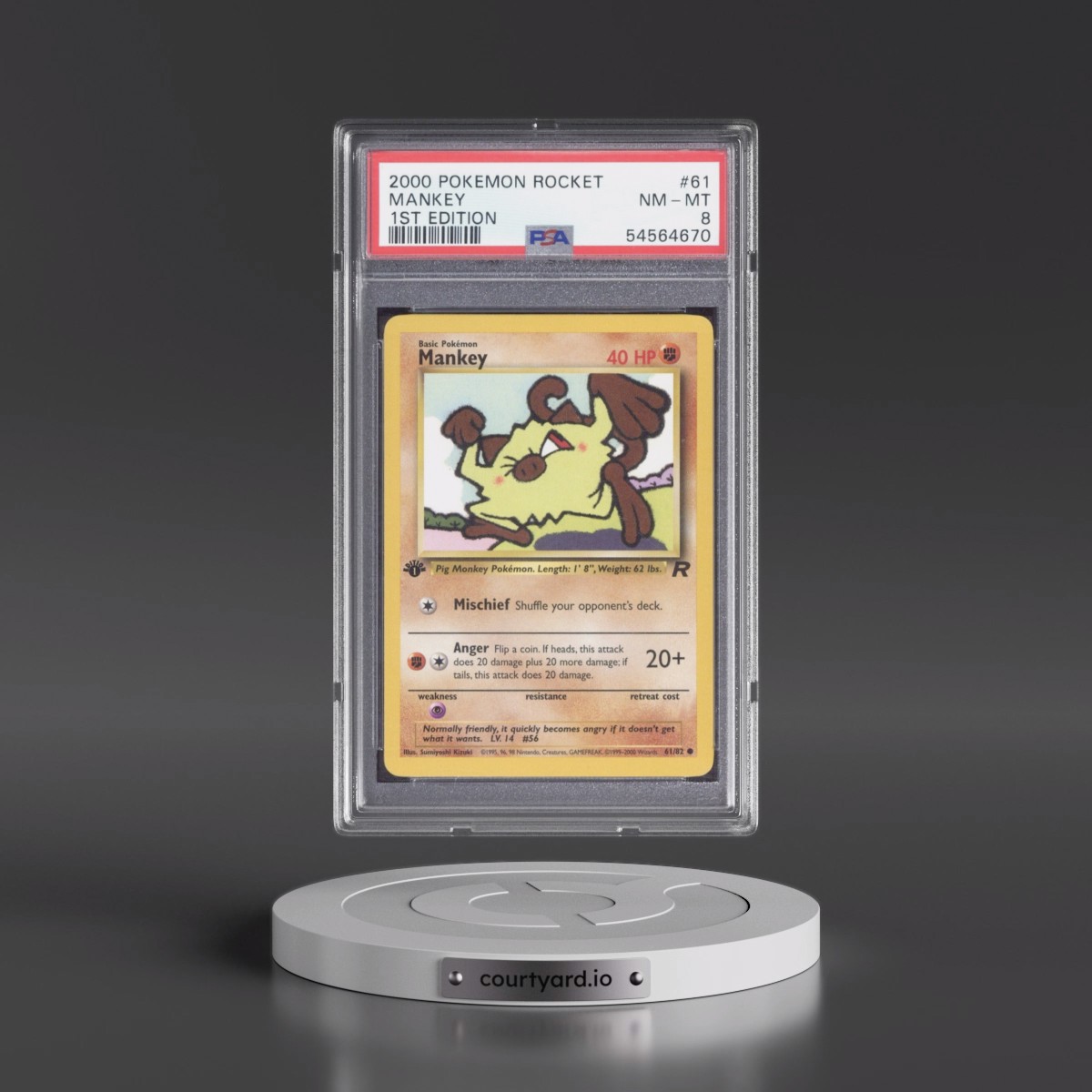 2000 Pokémon Rocket #61 Mankey - 1st Edition (PSA 8 NM-MT)