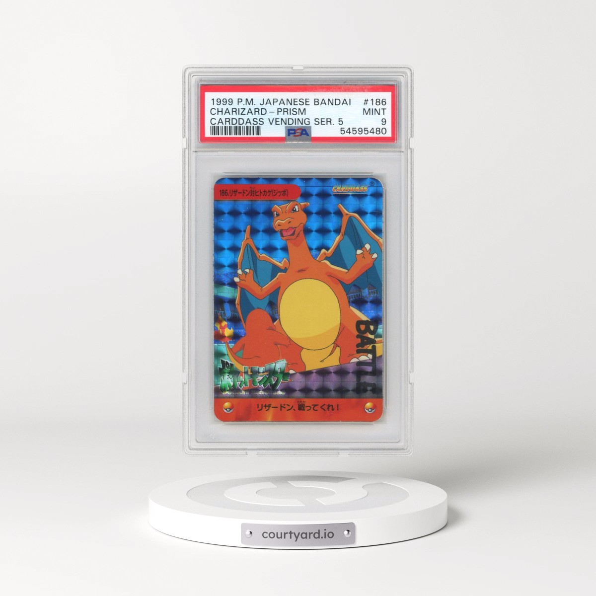 1999 Pokémon Bandai Carddass Vending Series 5 #186 Charizard-Prism (PSA 9 MINT)