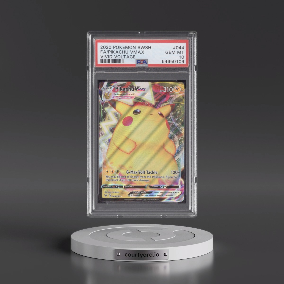 2020 Pokémon Sword & Shield Vivid Voltage #044 Pikachu Vmax - Full Art (PSA 10 GEM MINT)