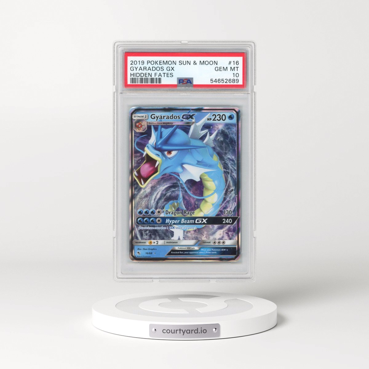 2019 Pokémon Sun & Moon Hidden Fates #16 Gyarados GX - Holo (PSA 10 GEM MINT)