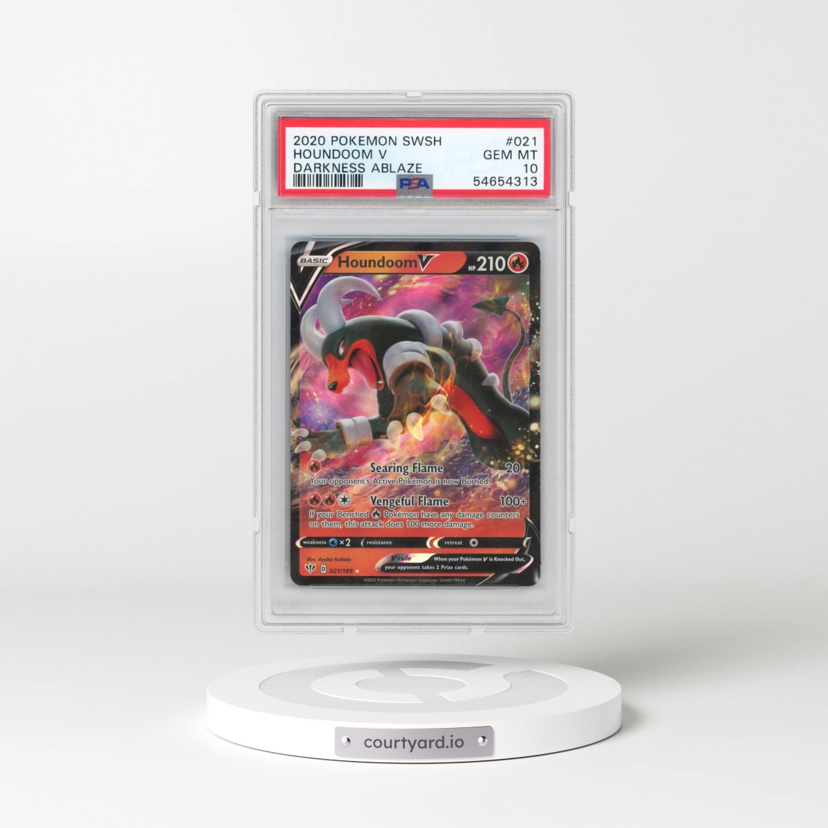 2020 Pokémon Sword & Shield Darkness Ablaze #021 Houndoom V - Holo (PSA 10 GEM MINT)