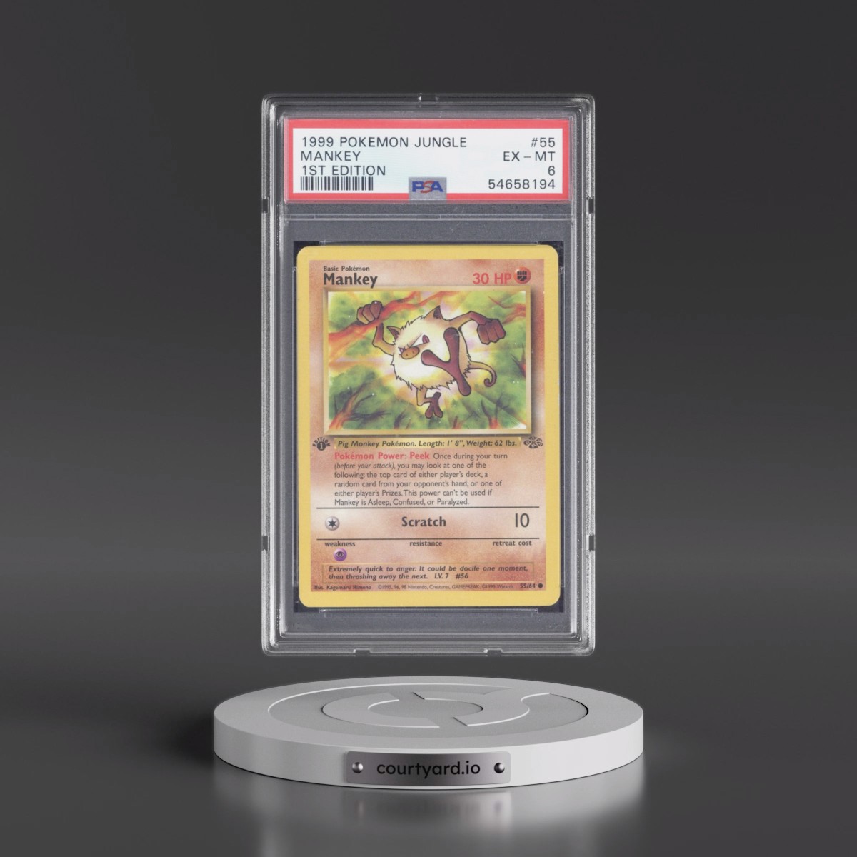 1999 Pokémon Jungle #55 Mankey - 1st Edition (PSA 6 EX-MT)
