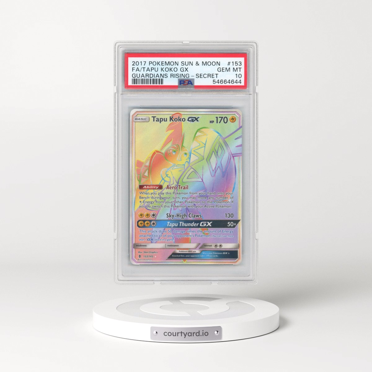 2017 Pokémon Sun & Moon Guardians Rising #153 Tapu Koko GX - Holo Full Art Secret (PSA 10 GEM MINT)