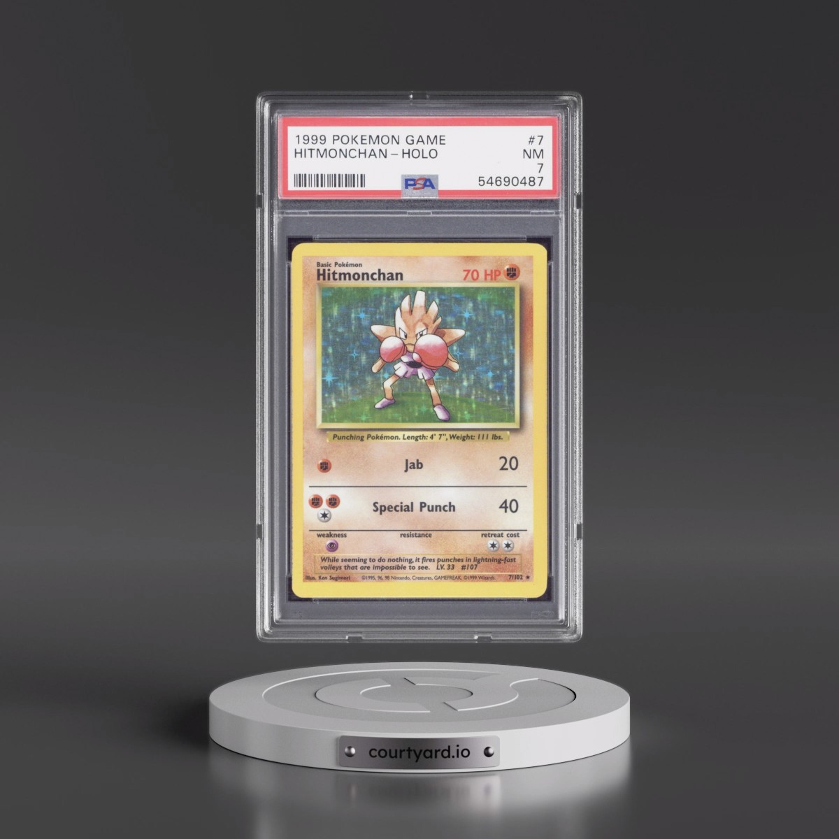 1999 Pokémon Game #7 Hitmonchan - Holo (PSA 7 NM)