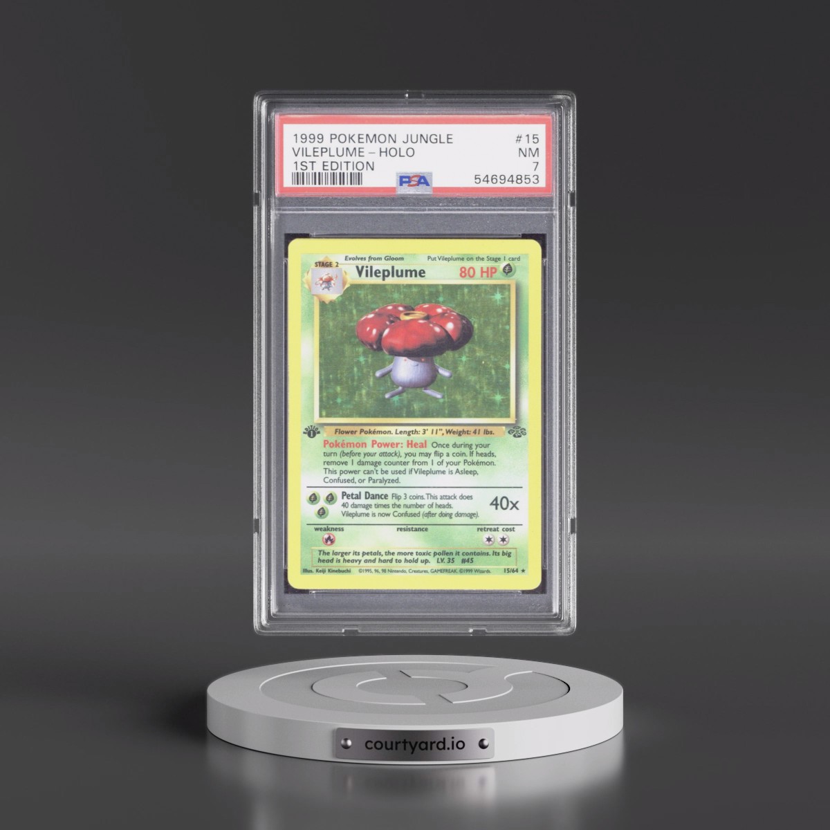 1999 Pokémon Jungle #15 Vileplume - 1st Edition Holo (PSA 7 NM)