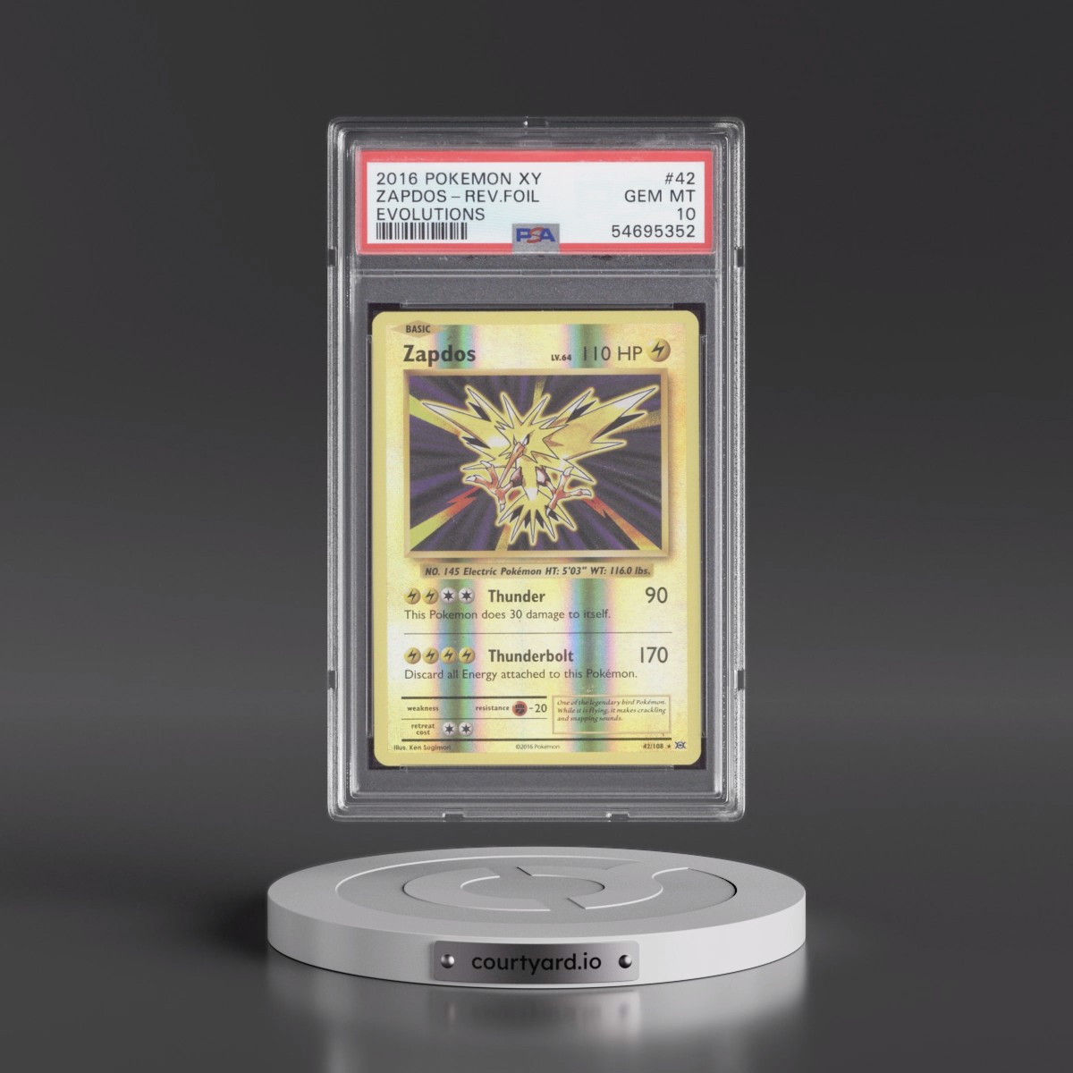 2016 Pokémon XY Evolutions #42 Zapdos - Reverse Foil (PSA 10 GEM MINT)