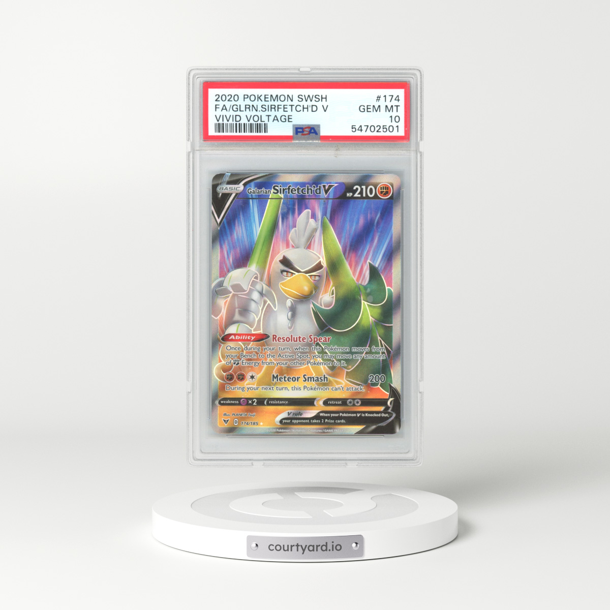 2020 Vivid Voltage #174 Galarian Sirfetch'd V - Full Art Holo (PSA 10 GEM MINT)