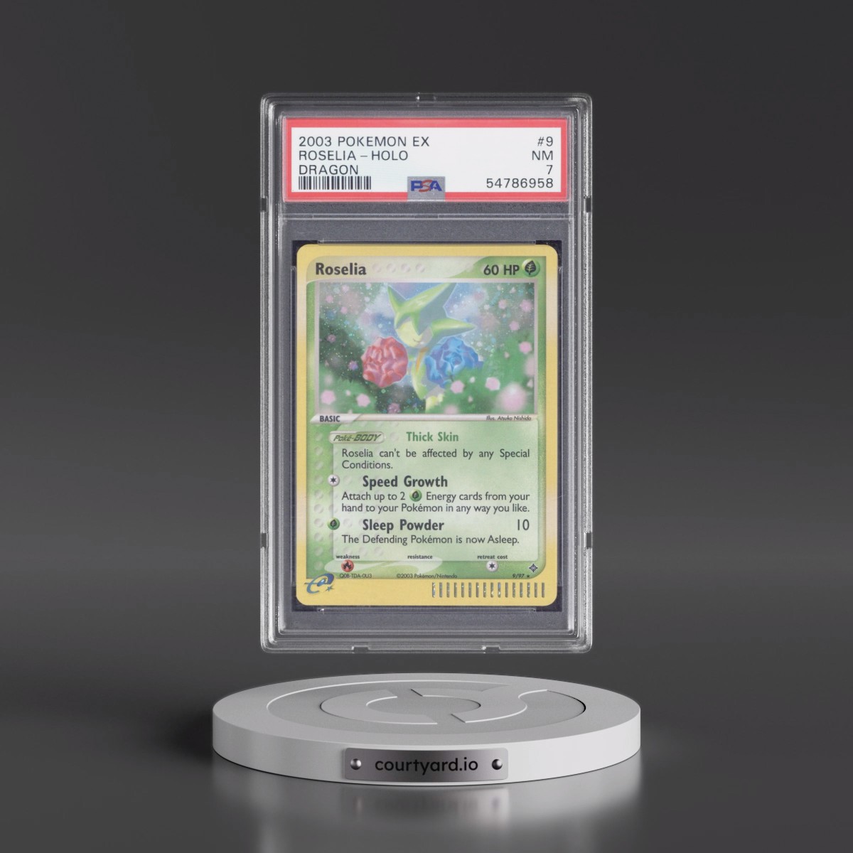 2003 Pokémon EX Dragon #9 Roselia - Holo (PSA 7 NM)