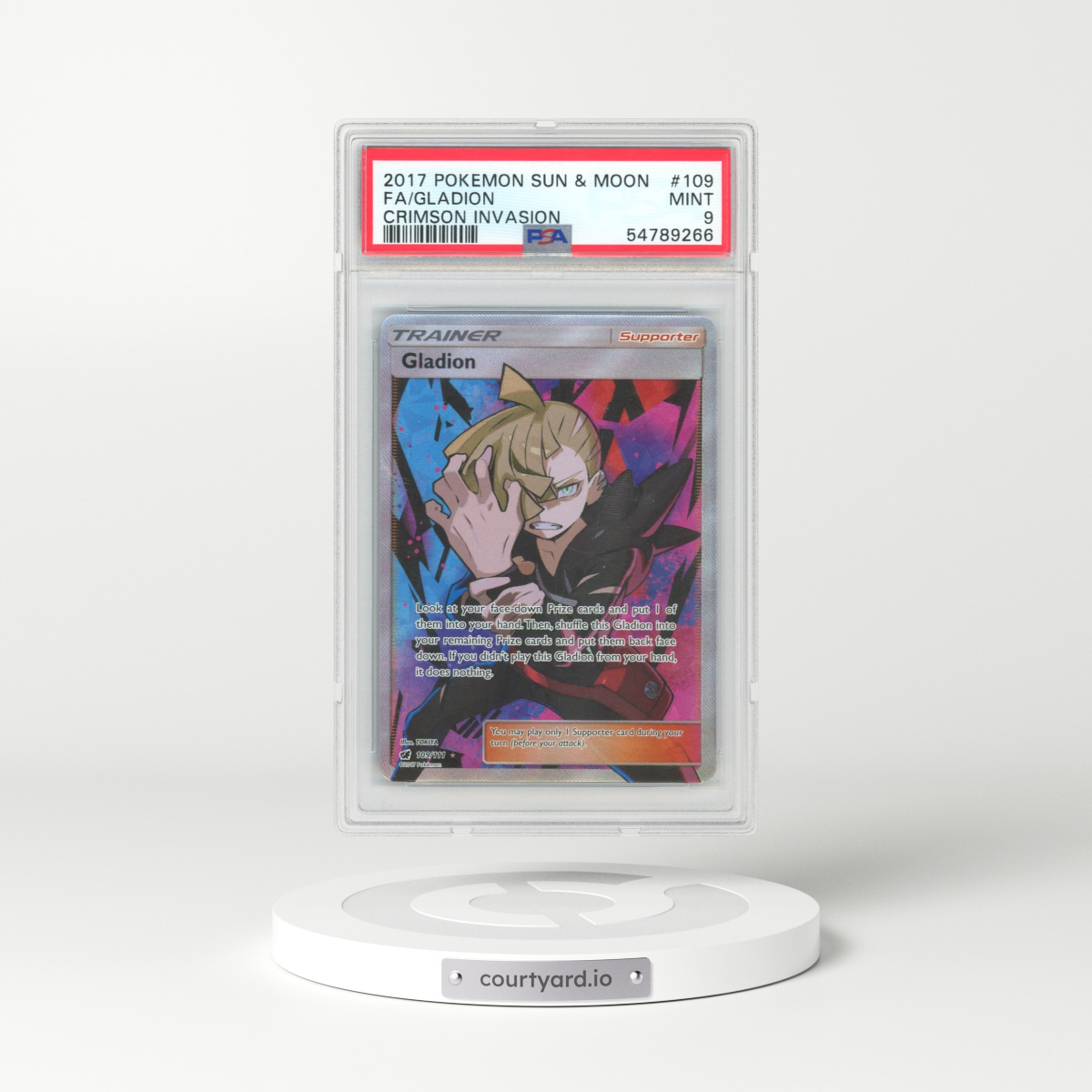 2017 Pokémon Sun & Moon Crimson Invasion #109 Gladion - Full Art (PSA 9 MINT)