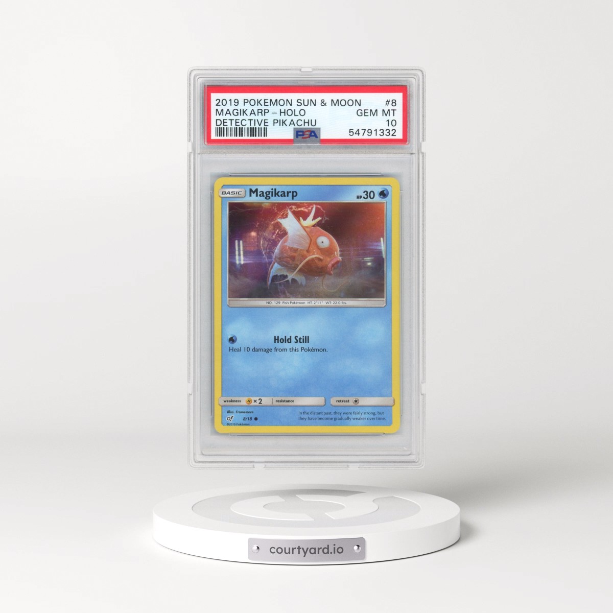 2019 Pokémon Sun & Moon Detective Pikachu #8 Magikarp - Holo (PSA 10 GEM MINT)