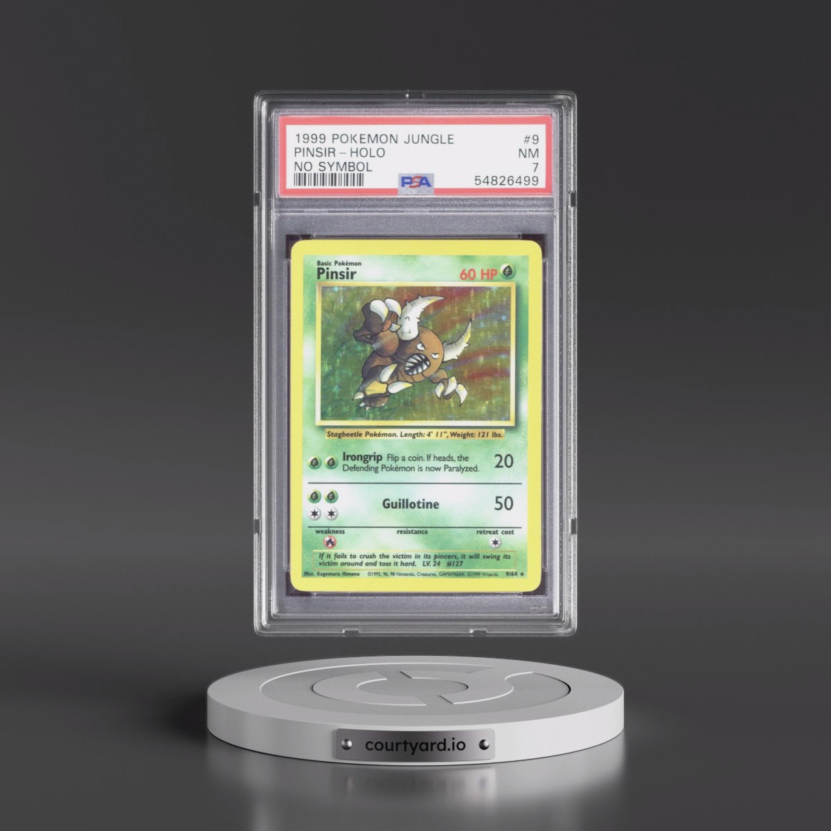 1999 Pokémon Jungle #9 Pinsir - Holo No Symbol (PSA 7 NM)