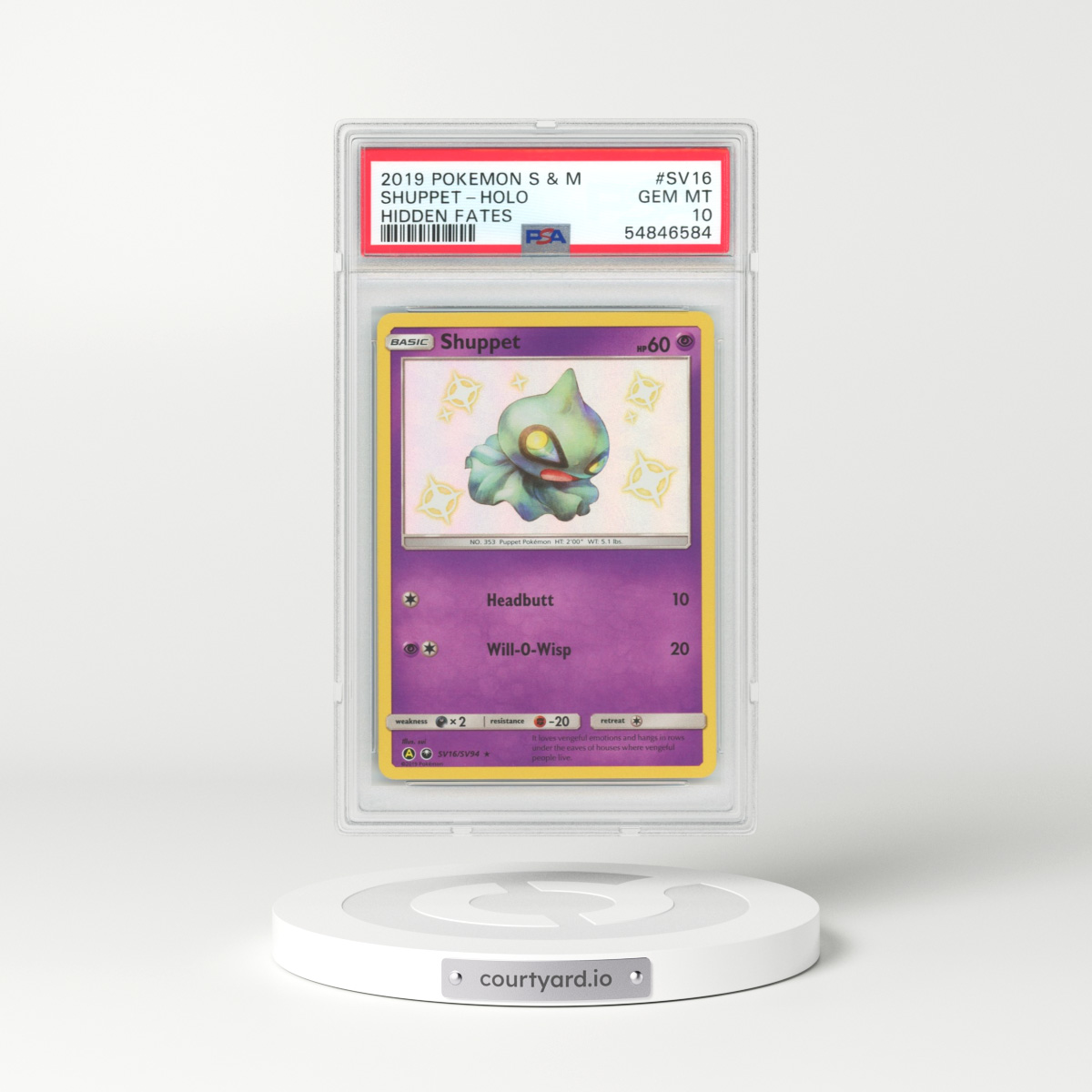 2019 Hidden Fates #SV16 Shuppet - Holo (PSA 10 GEM MINT)