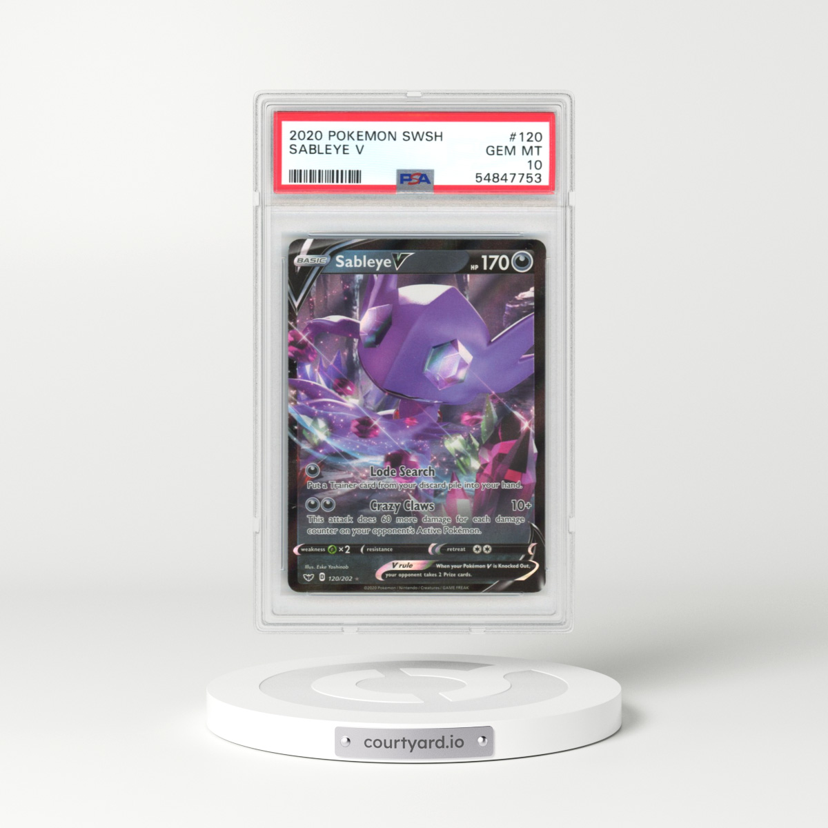 2020 Sword & Shield #120 Sableye V - Holo (PSA 10 GEM MINT)