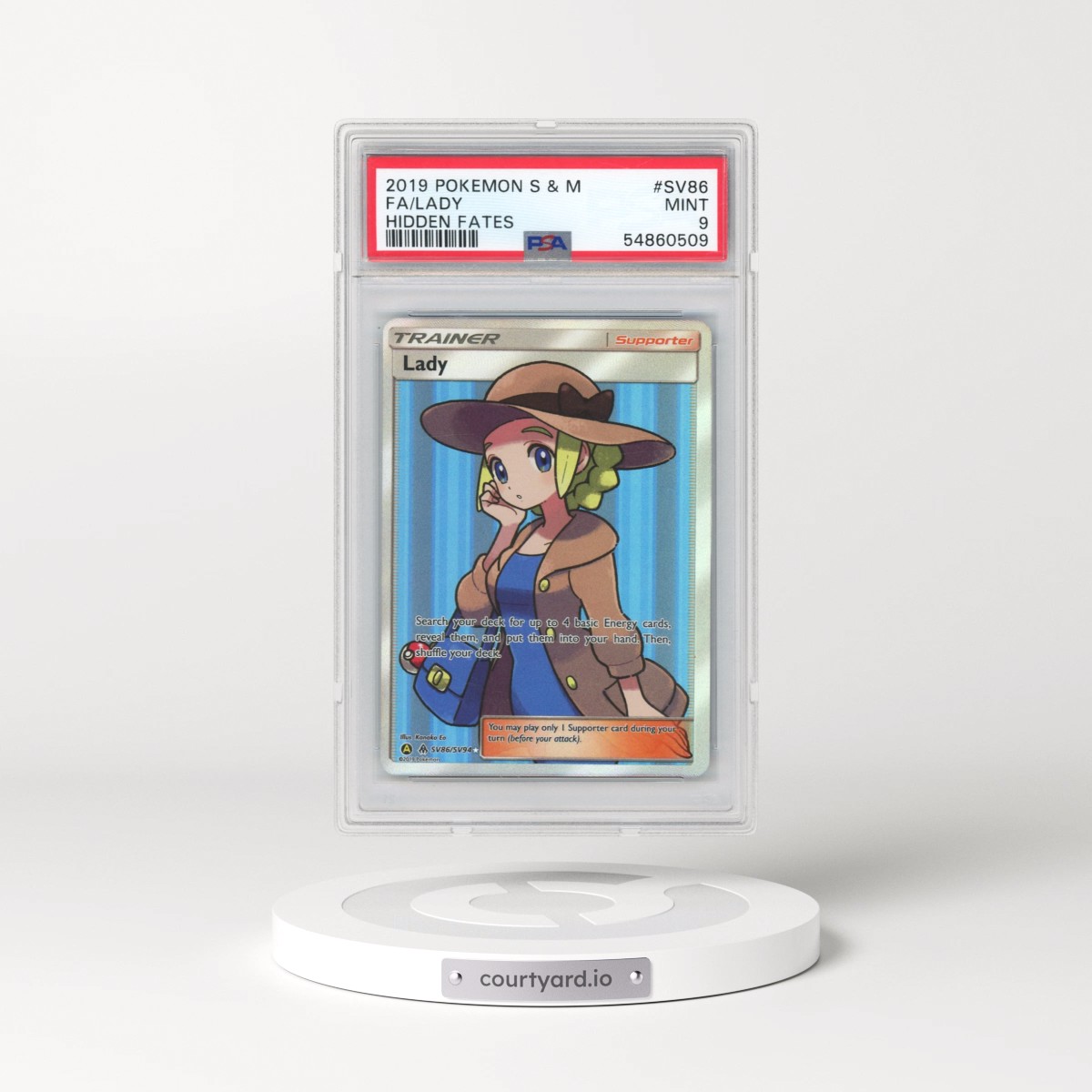 2019 Pokémon Sun & Moon Hidden Fates #SV86 Lady - Full Art (PSA 9 MINT)