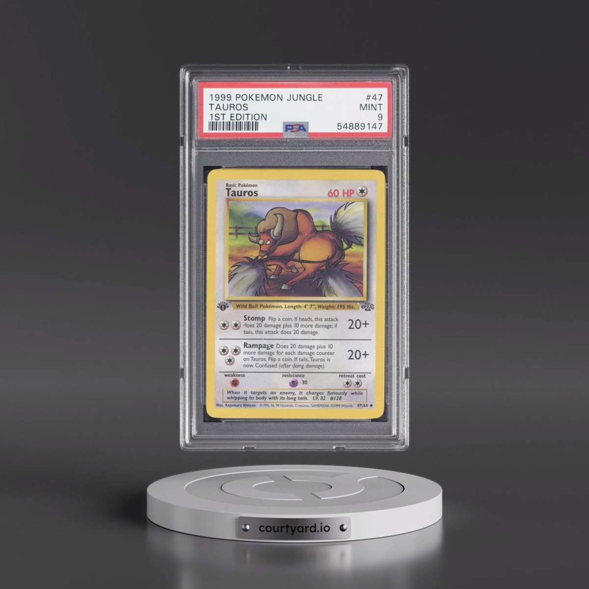 1999 Pokémon Jungle Tauros - 1st Edition #47 PSA 9