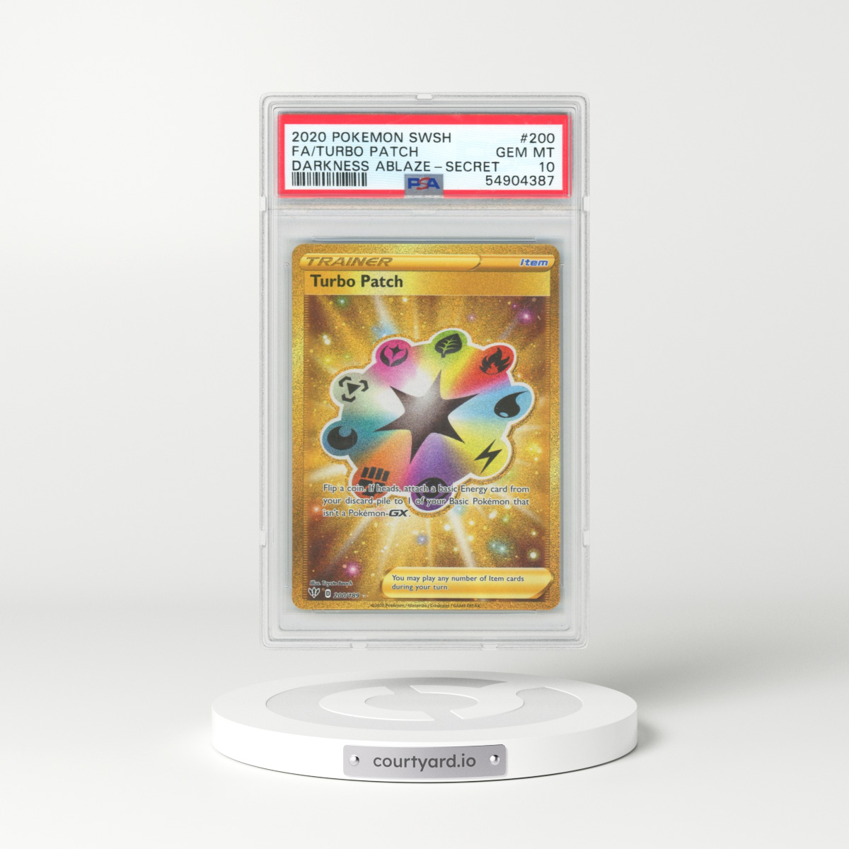 2020 Pokémon Sword & Shield Darkness Ablaze #200 Turbo Patch - Full Art Secret (PSA 10 GEM MINT)
