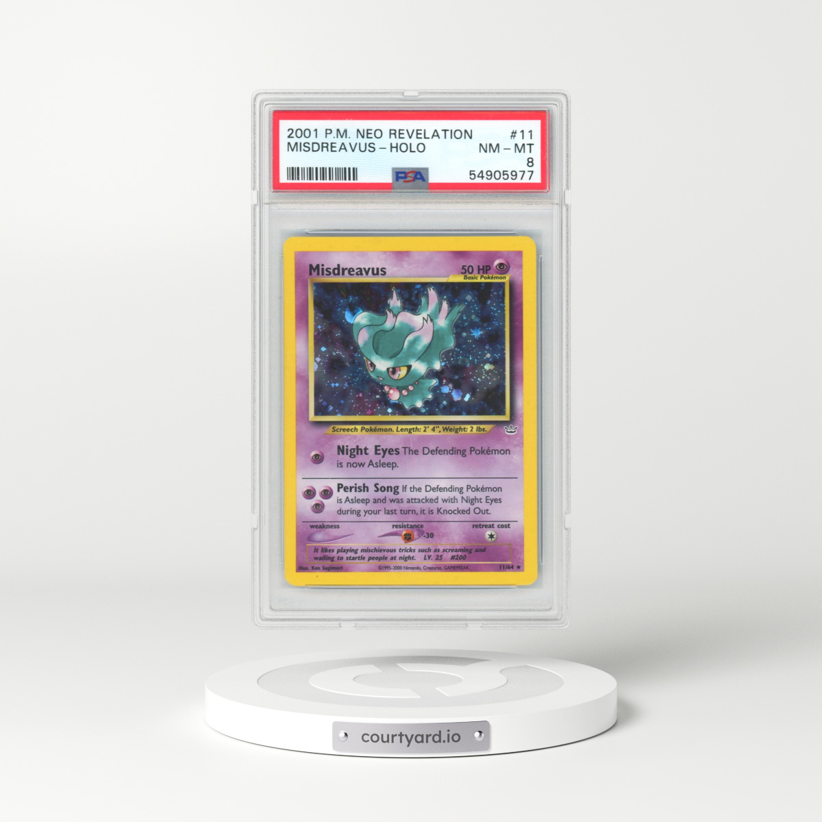 2001 Pokémon Neo Revelation #11 Misdreavus - Holo (PSA 8 NM-MT)