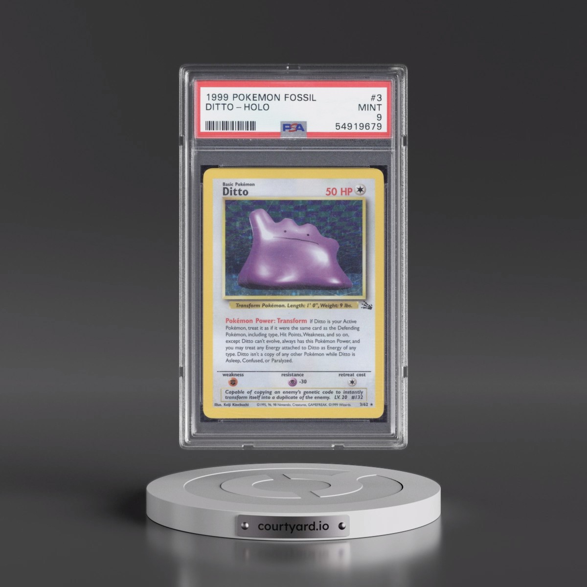 1999 Pokémon Fossil Ditto - Holo #3 PSA 9