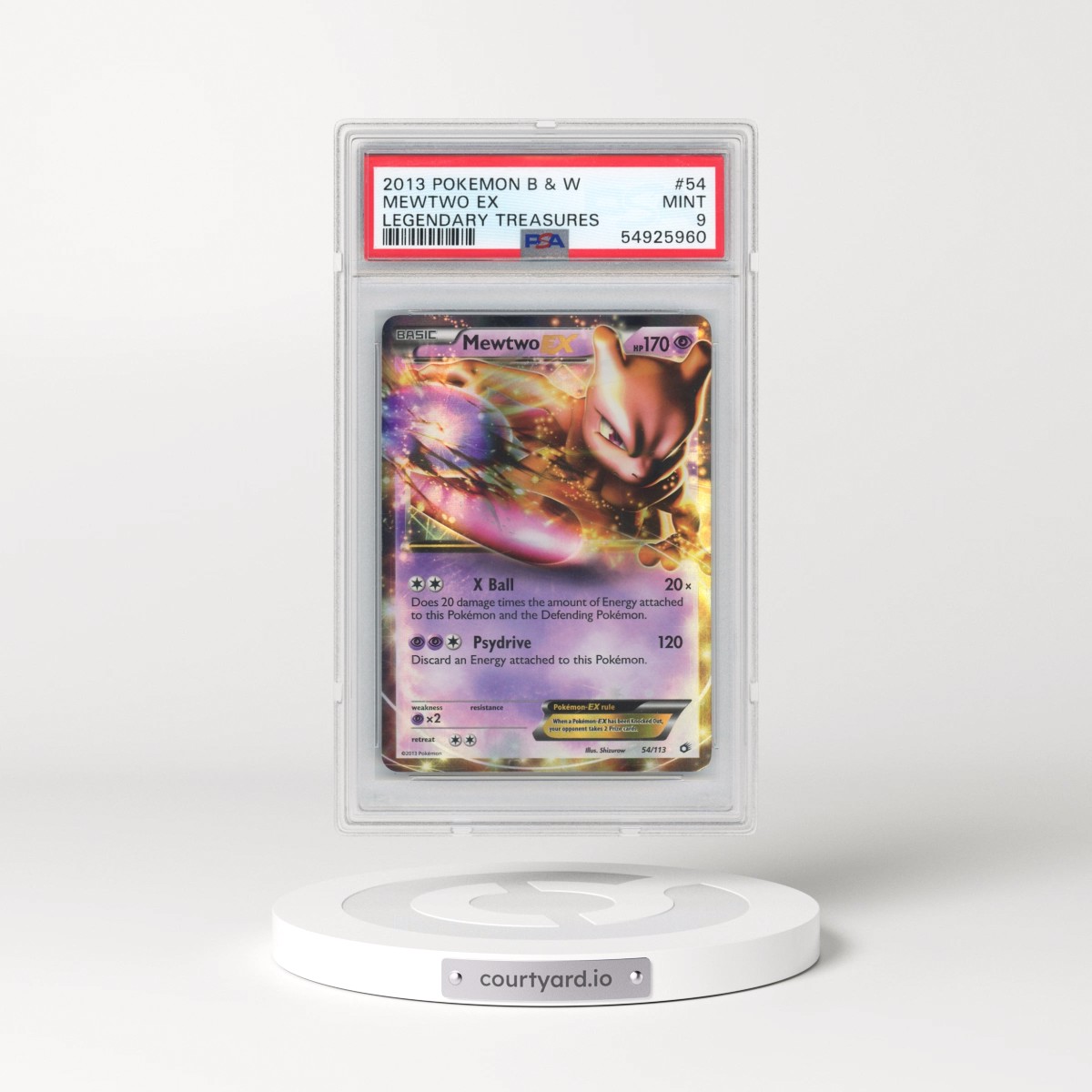 2013 Pokémon Black & White Legendary Treasures #54 Mewtwo EX - Holo (PSA 9 MINT)