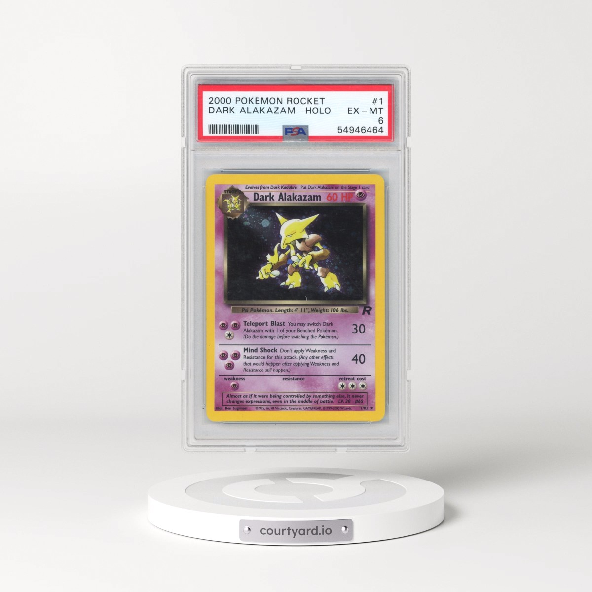 2000 Pokémon Rocket #1 Dark Alakazam - Holo (PSA 6 EX-MT)