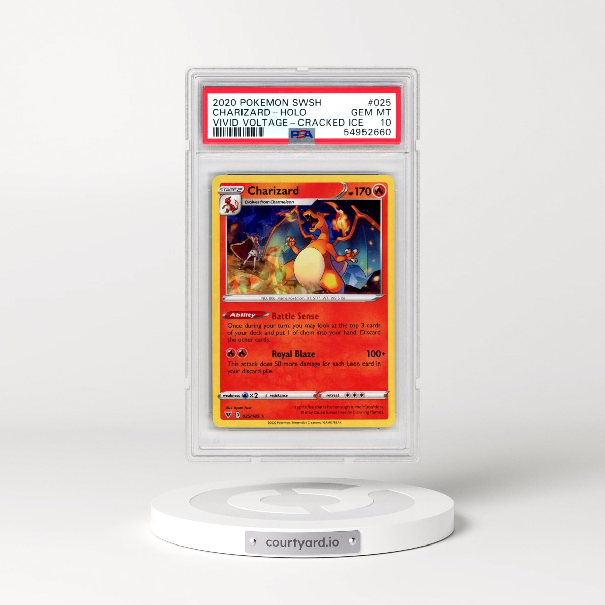 2020 Pokémon Sword & Shield Vivid Voltage #025 Charizard - Holo Cracked Ice (PSA 10 GEM MINT)