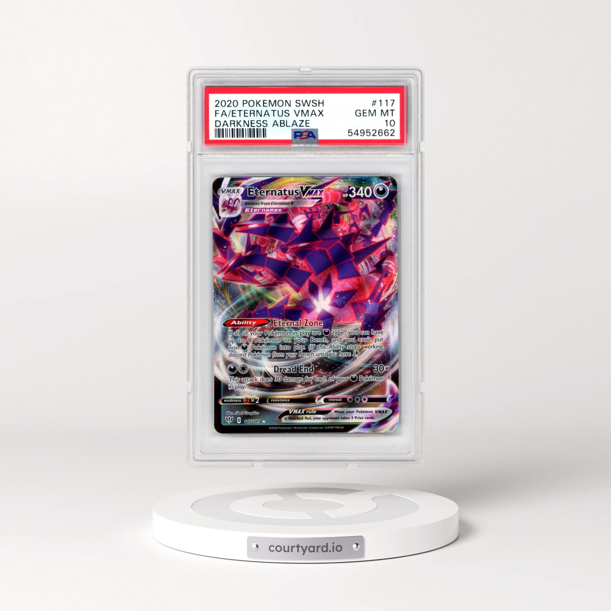 2020 Pokémon Sword & Shield Darkness Ablaze #117 Eternatus Vmax - Full Art (PSA 10 GEM MINT)