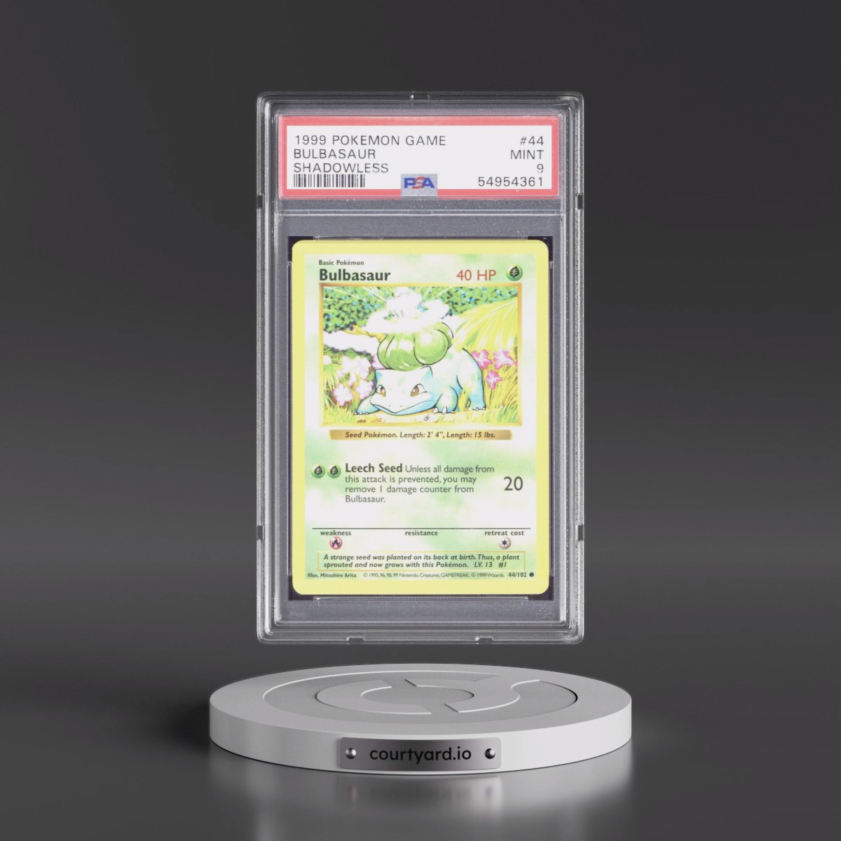 1999 Pokémon Game #44 Bulbasaur - Shadowless (PSA 9 MINT)