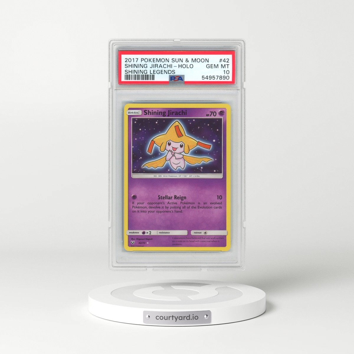 2017 Pokémon Sun & Moon Shining Legends #42 Shining Jirachi - Holo Holo (PSA 10 GEM MINT)