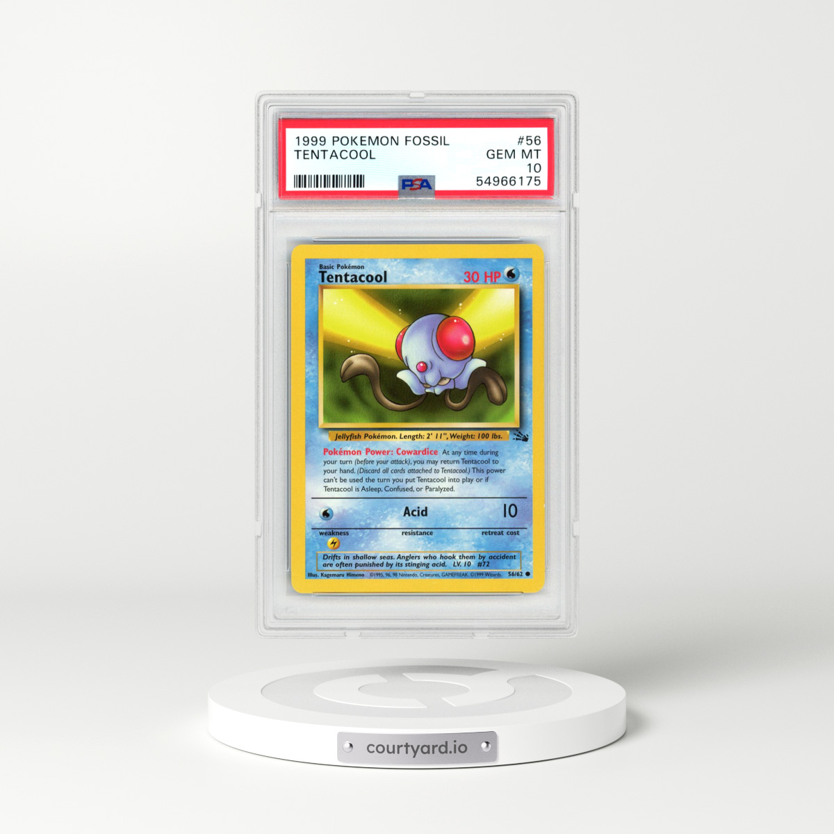 1999 Pokémon Fossil #56 Tentacool (PSA 10 GEM MINT)