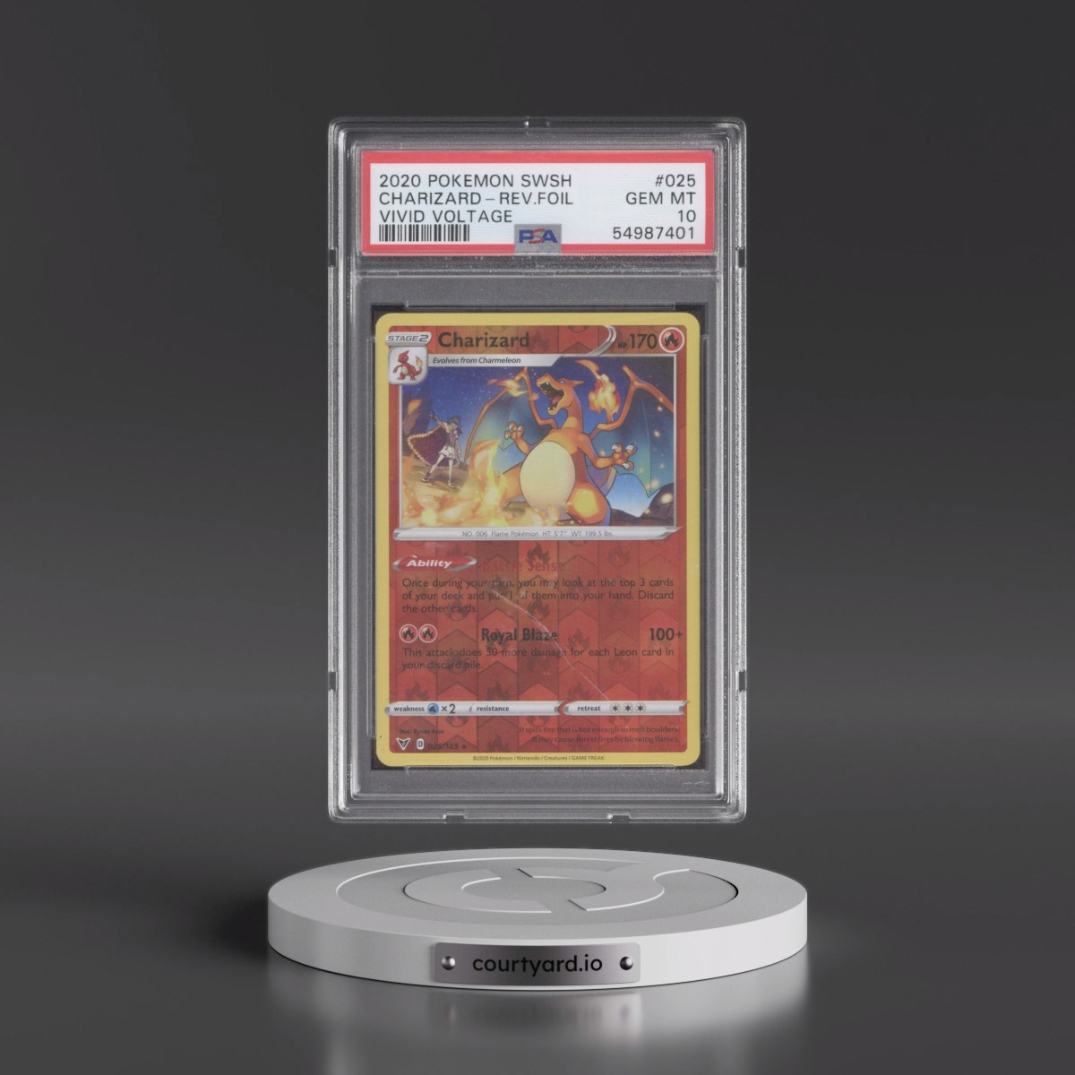 2020 Pokémon Sword & Shield Vivid Voltage #025 Charizard - Reverse Foil (PSA 10 GEM MINT)
