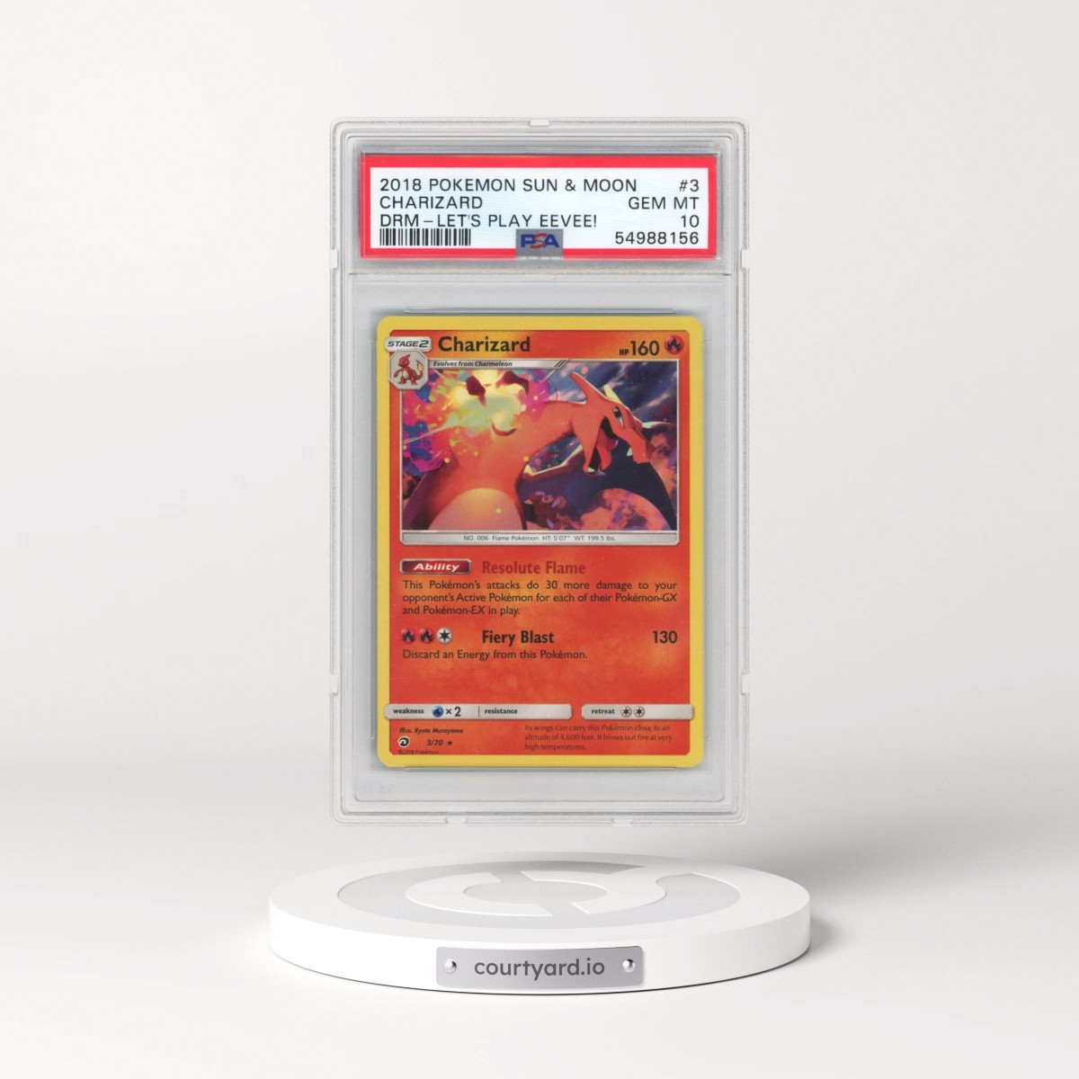 2018 Pokémon Sun & Moon Dragon Majesty #3 Charizard - Let's Play Eevee! (PSA 10 GEM MINT)