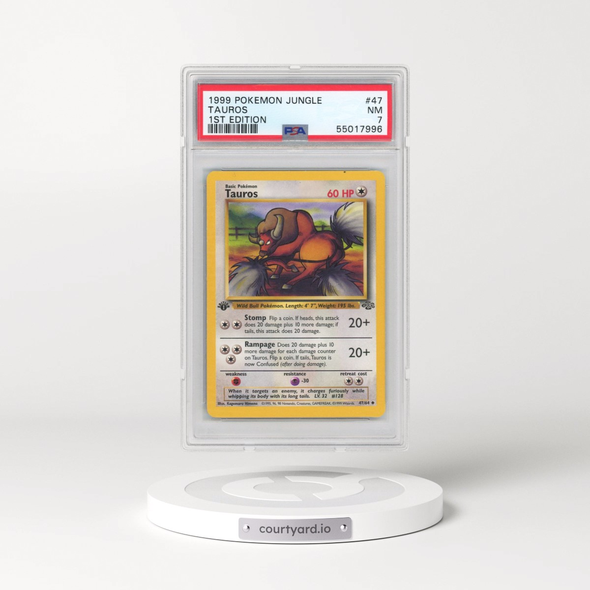 1999 Pokémon Jungle #47 Tauros - 1st Edition (PSA 7 NM)