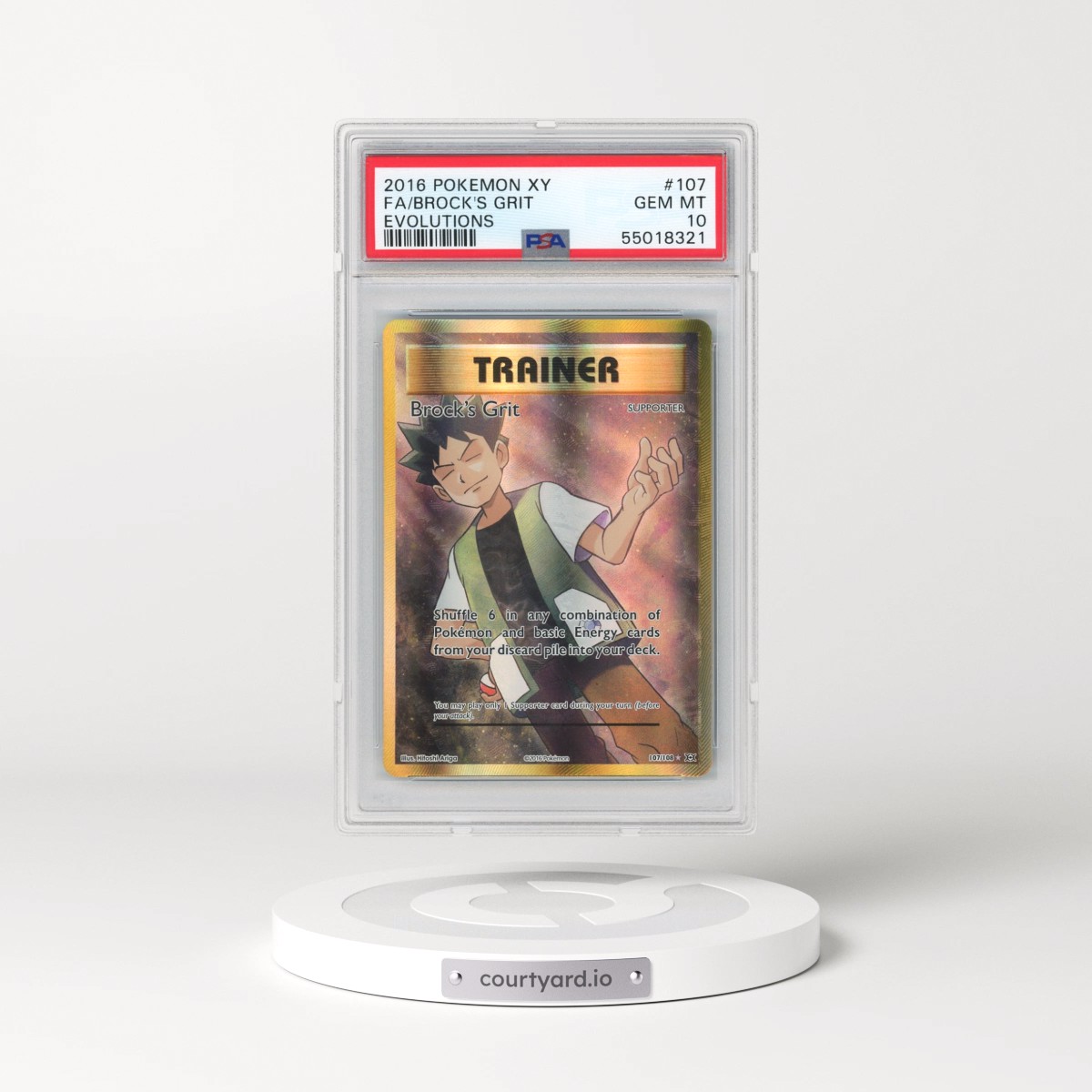 2016 Pokémon XY Evolutions #107 Brock's Grit - Full Art (PSA 10 GEM MINT)