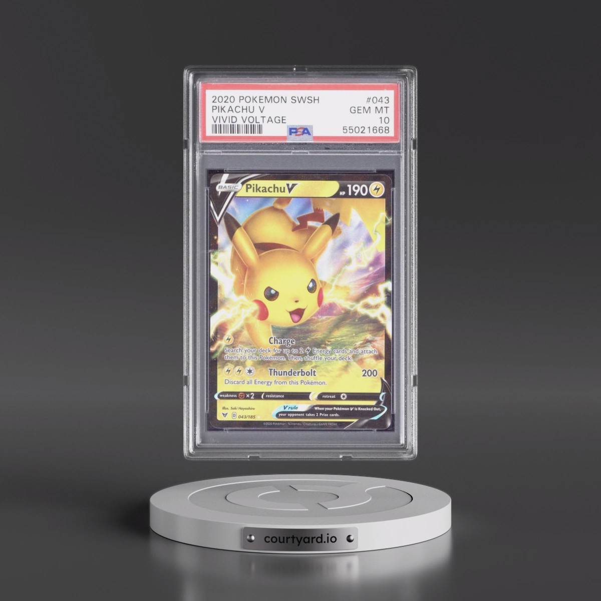 2020 Pokémon Sword & Shield Vivid Voltage #043 Pikachu V - Holo (PSA 10 GEM MINT)