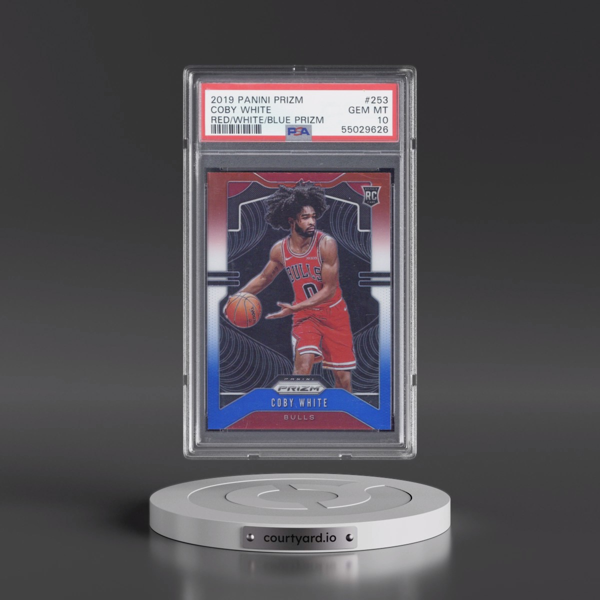 2019 Panini Prizm Coby White - Red/White/Blue Prizm #253 PSA 10